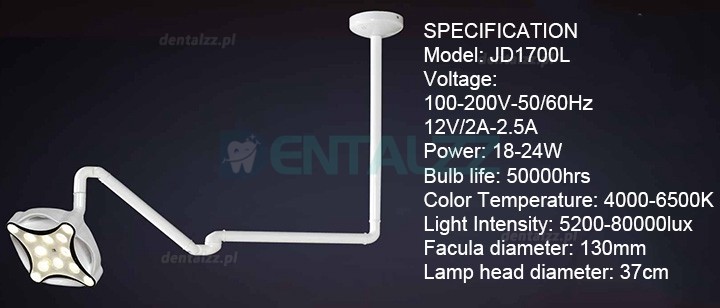 Micare JD1700 Lampa dentystyczna do montażu sufitowego LED Gabinet badawczy bezcieniowe światło egzaminacyjne