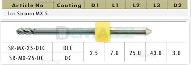 1 Szt. Dental Cad Cam wiertła frezarskie z tlenku cyrkonu pasują Sirona MX5 0.5mm/1mm/2.5mm
