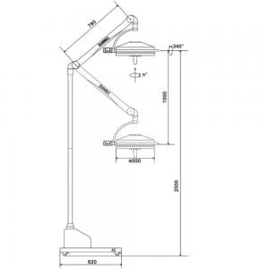 KWS KD-2036D-3 108W KWS KD-2036D-3 108W Mobilny Lampa podłogowa stomatologiczna Lampa zabiegowa LED bezcieniowy