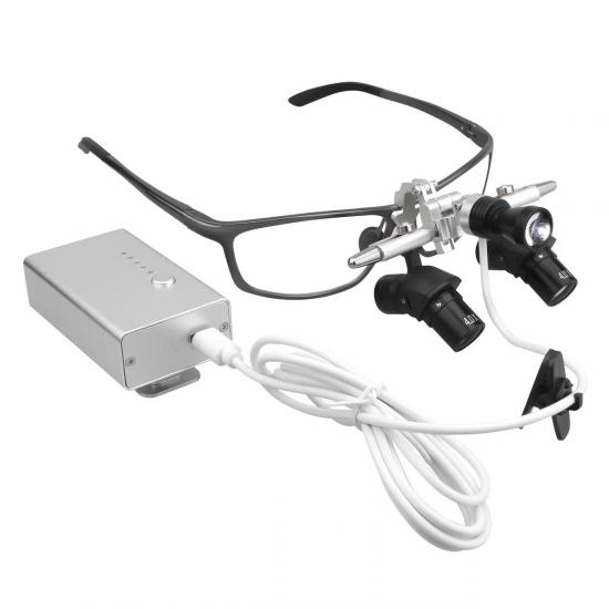 Lupa Stomatologiczna 4.0X/5.0X/6.0X 350–450 mm Uchylna Ergonomiczna 48° z Lampą LED 5W