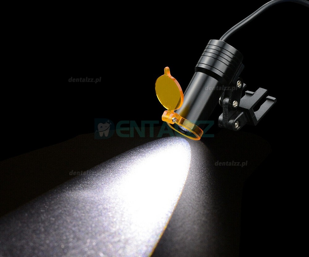 Lupy dentystyczne 3,5x + Lampa czołowa LED 5W z filtrem + aluminiowa skrzynka czarna