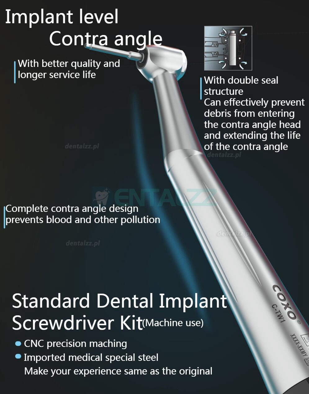 YUSENDNET COXO C-TW1 Uniwersalny zestaw kluczy dynamometrycznych do implantów dentystycznych z 16 śrubokrętami