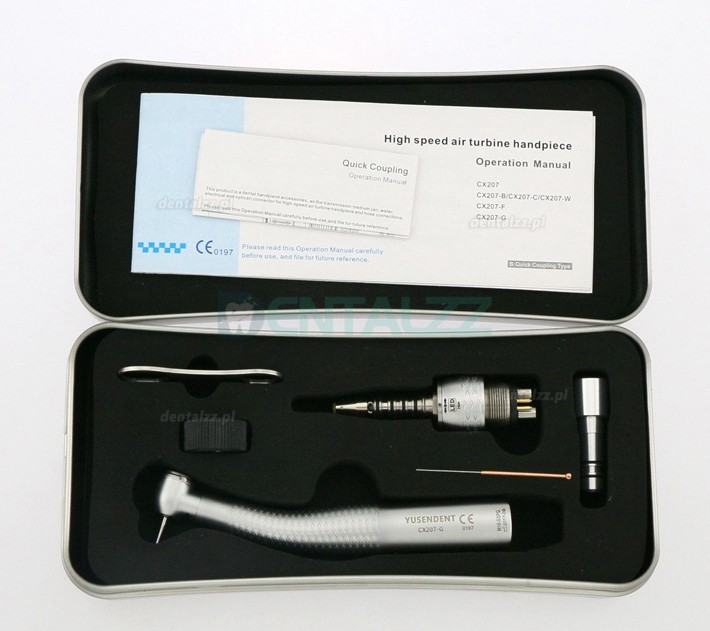 YUSENDENT® CX207-GS-PQ Światłowodowa turbina dentystyczna Kompatybilny z Sirona (1x Szybkozłączka + 2 xTurbina stomatologiczna)