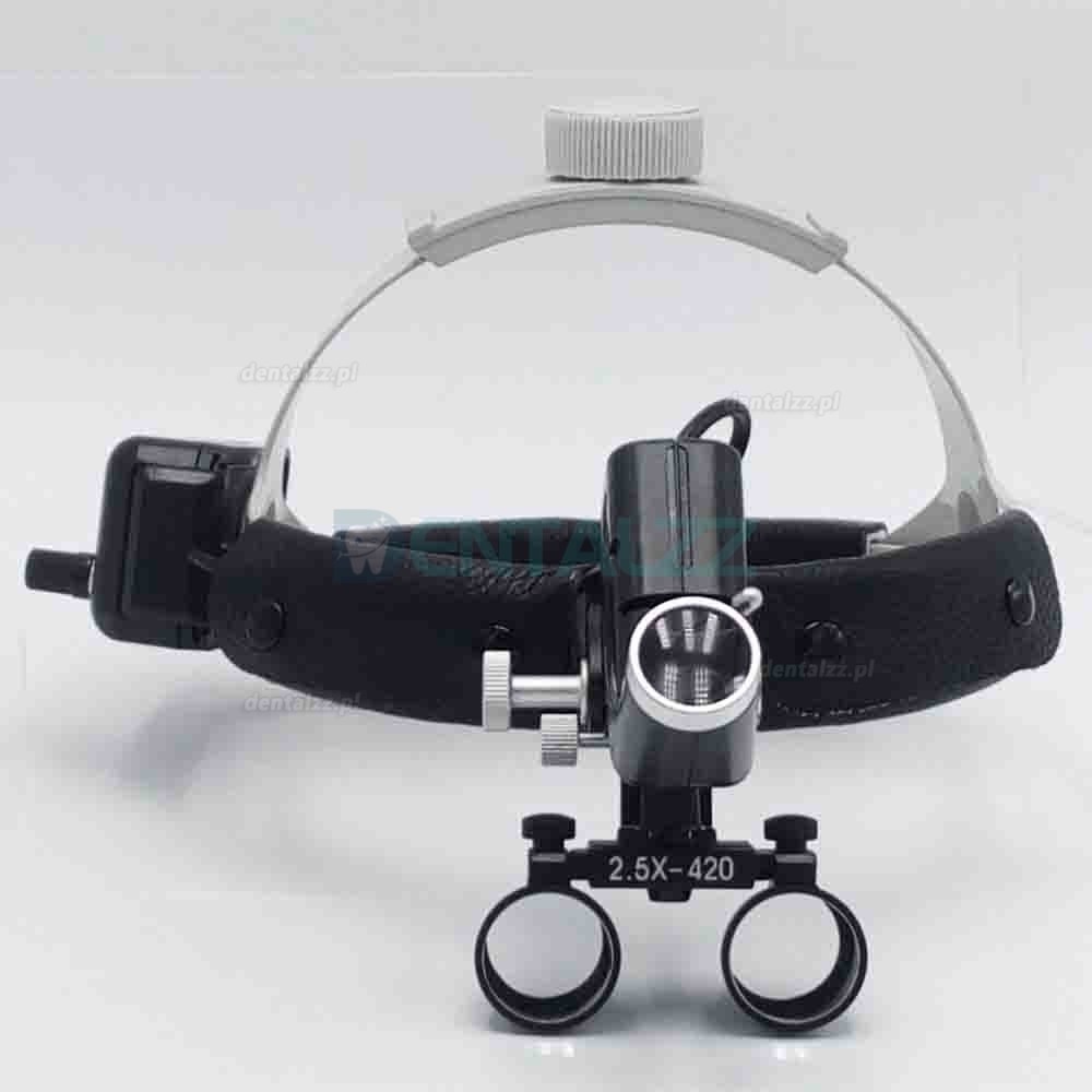 2.5X420mm Stomatologiczna chirurgiczna lupa medyczna z Lampa czołowa LED DY-105 Opaska na głowę