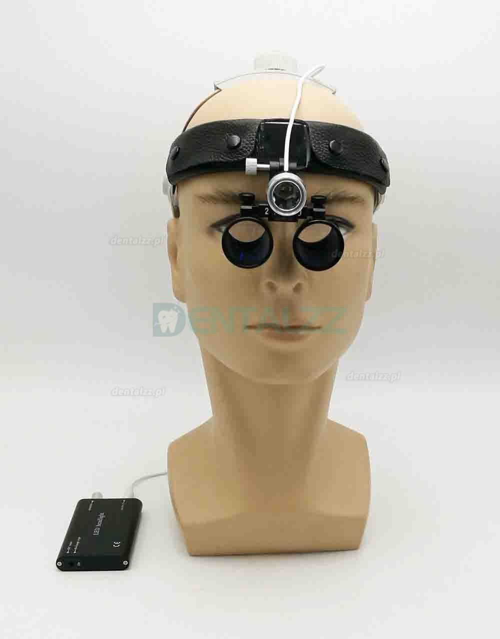 2.5X420mm Stomatologiczno-chirurgiczna lupa okularowa opaska z Lampa czołowa LED