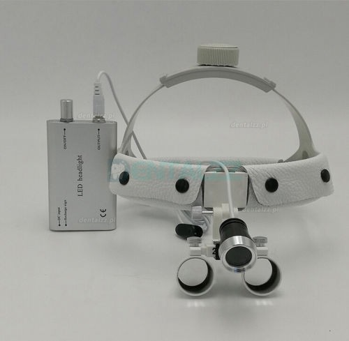 2.5X420mm Stomatologiczno-chirurgiczna lupa okularowa opaska z Lampa czołowa LED