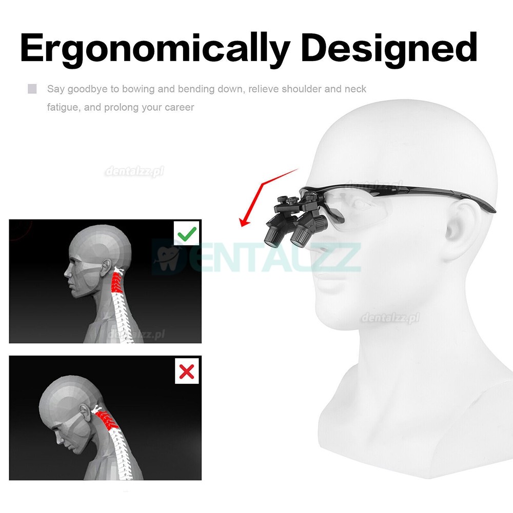 4.0X 450mm Ergonomiczna medyczna stomatologiczna lupa lornetkowa Ergo okulary powiększające