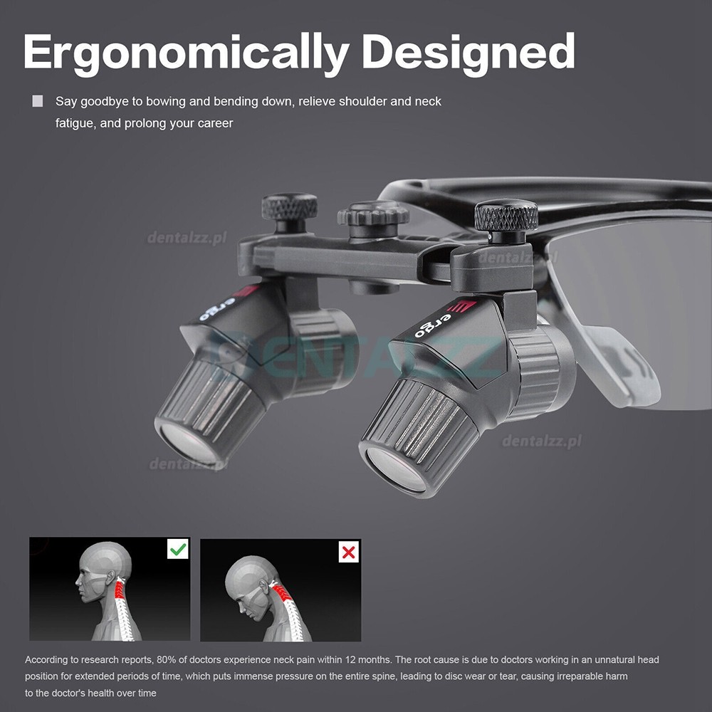 4.0X 450mm Ergonomiczna medyczna stomatologiczna lupa lornetkowa Ergo okulary powiększające