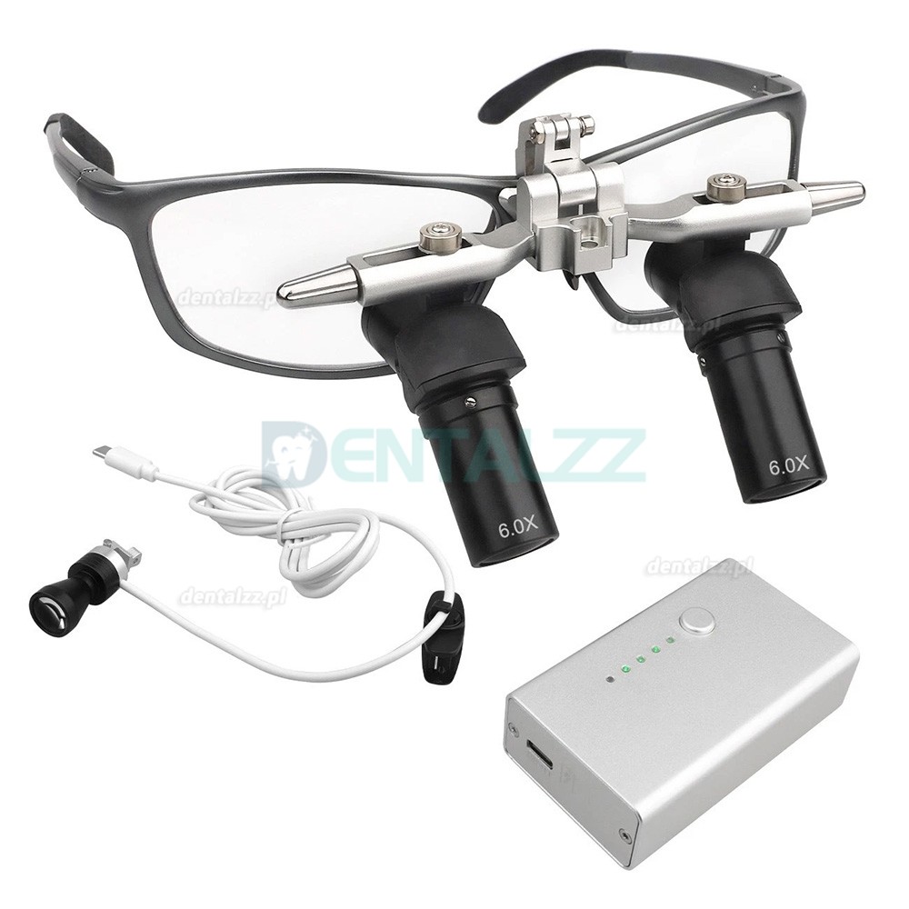 Lupa Stomatologiczna 4.0X/5.0X/6.0X 350&ndash;450 mm Uchylna Ergonomiczna 48&deg; z Lampą LED 5W