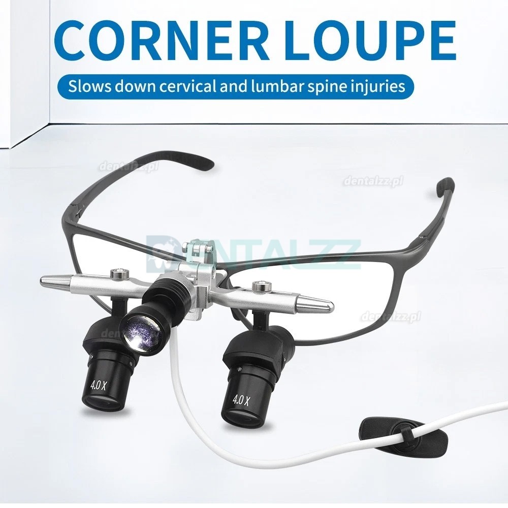 Lupa Stomatologiczna 4.0X/5.0X/6.0X 350&ndash;450 mm Uchylna Ergonomiczna 48&deg; z Lampą LED 5W