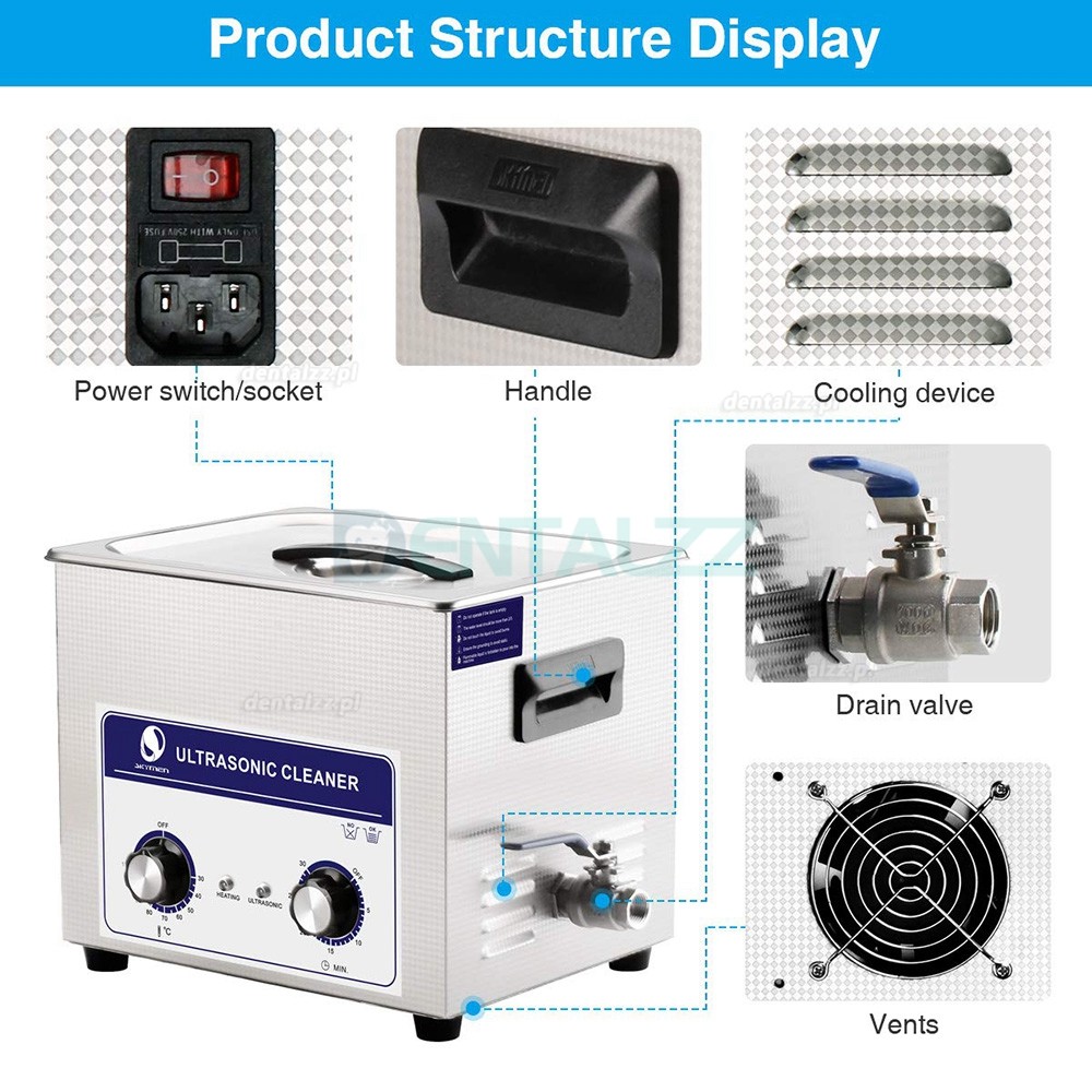 10L Ultradźwiękowy środek czyszczący ze stali nierdzewnej do zegarków z biżuterią dentystyczną JP-040S