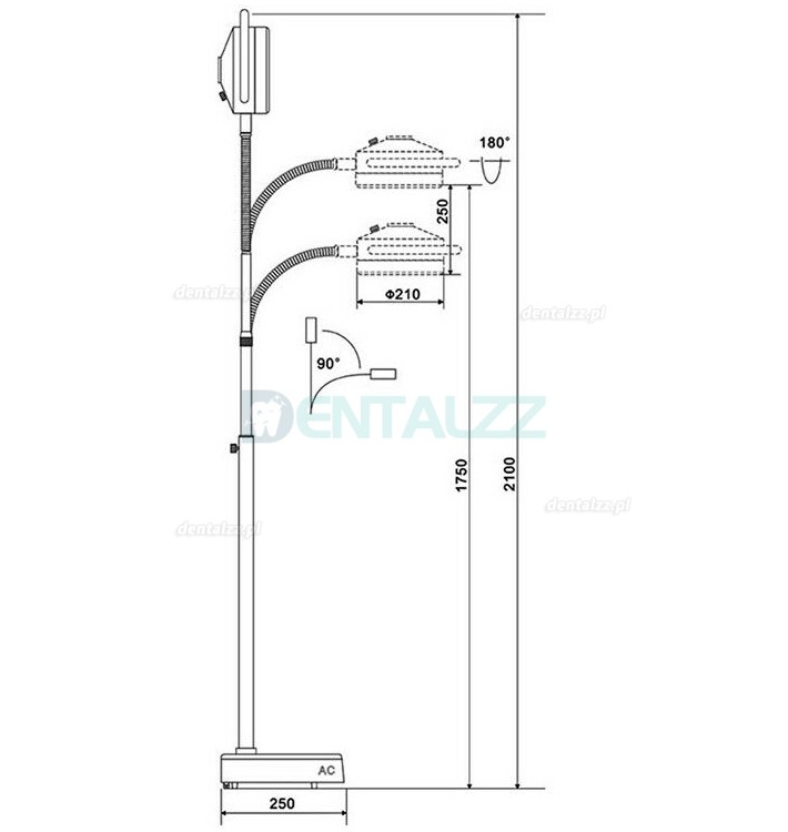 KWS® Mobilny Lampa podłogowa stomatologiczna Lampa zabiegowa LED bezcieniowy KD-2012D-3