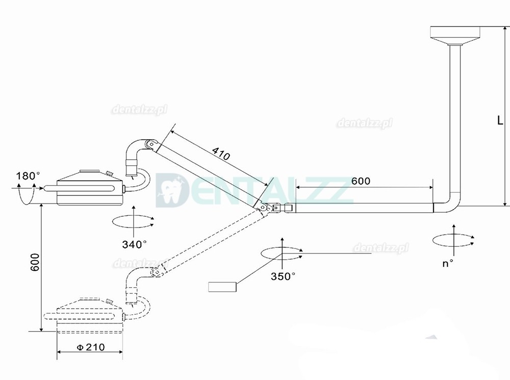 KWS 36W Lampa sufitowa dentystyczna lampa zabiegowa led bezcieniowy KD-2012D-3C