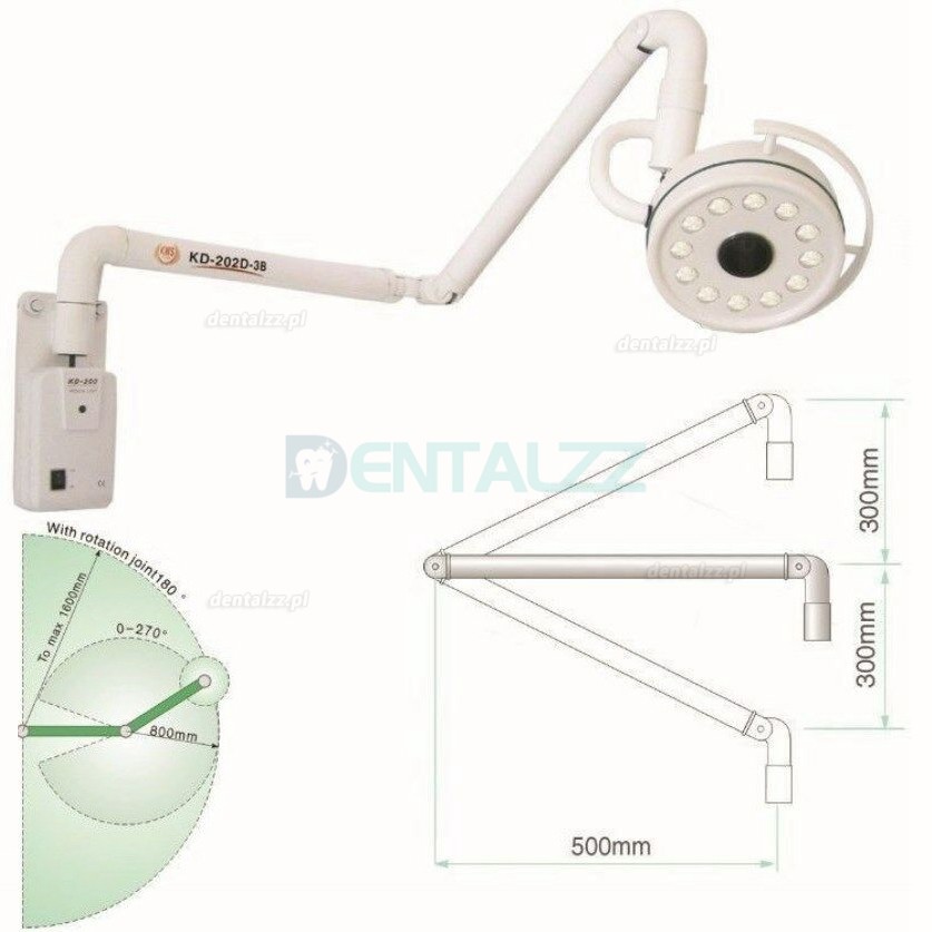 KWS® 36W Lampa ścienna stomatologiczna Lampy zabiegowe operacyjne bezcieniowy KD-202D-3B