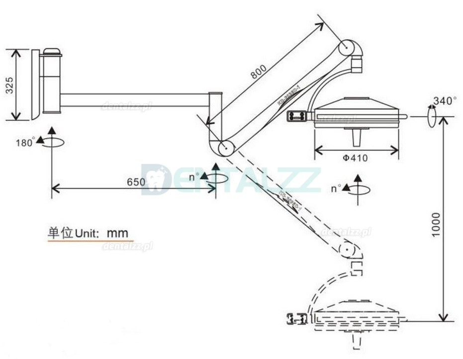 KWS KD-2036D-1 108W Lampa ścienna stomatologiczna medyczna lampa chirurgiczna bezcieniowa