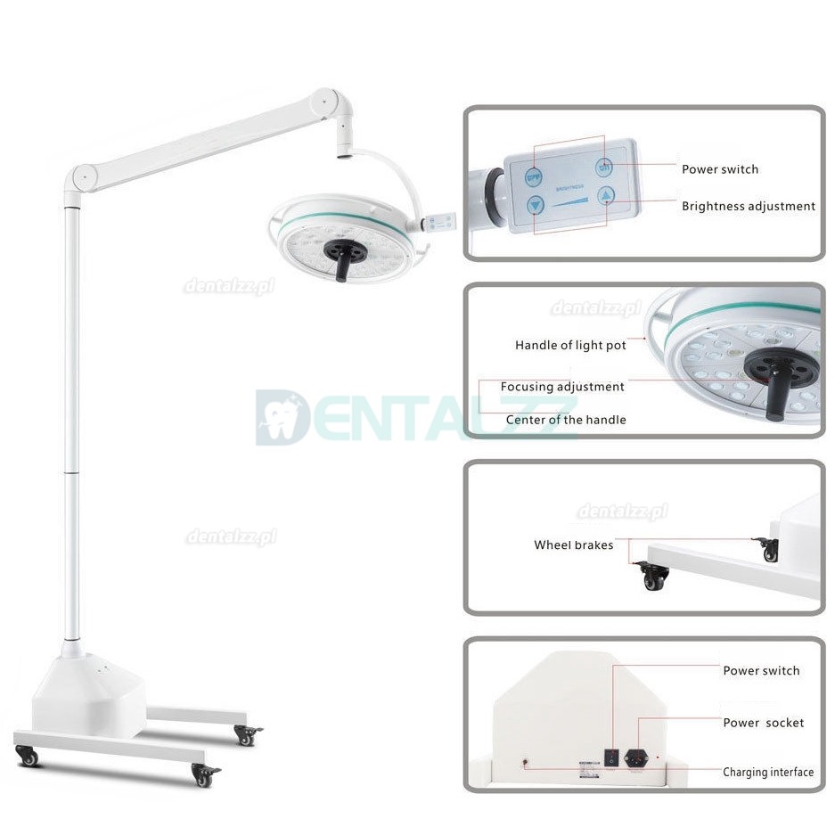 KWS KD-2036D-3 108W KWS KD-2036D-3 108W Mobilny Lampa podłogowa stomatologiczna Lampa zabiegowa LED bezcieniowy