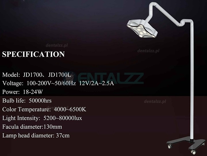 Micare JD1700L Mobilny Lampa podłogowa stomatologiczna Lampa zabiegowa LED bezcieniowy Micare JD1700L Mobilny Lampa podłogowa stomatologiczna Lampa zabiegowa LED bezcieniowy