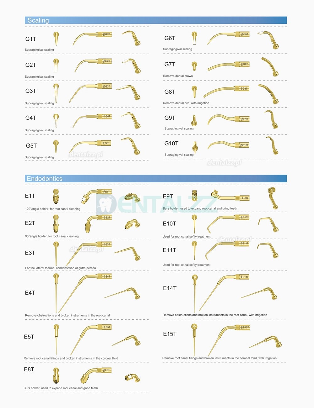 10 Sztuk Woodpecker DTE Końcówka do skalera Endodontyczny E1 E2 E3 E3D E4 E4D E5 E5D E8 E9 E10D E11 E11D E14 Kompatybilny z EMS