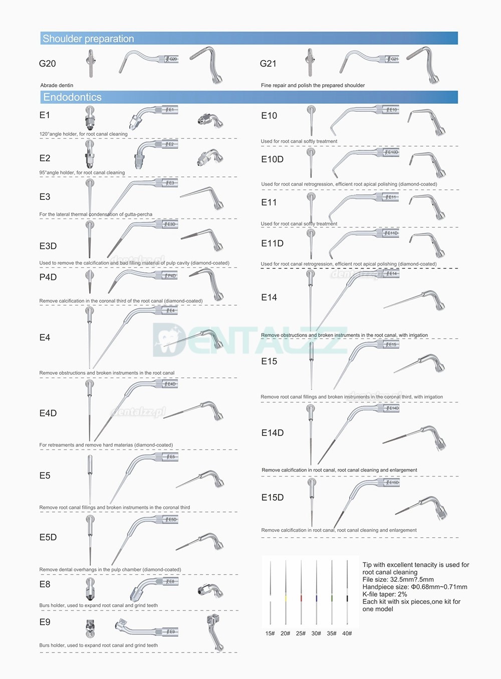 10 Sztuk Woodpecker DTE Końcówka do skalera Endodontyczny E1 E2 E3 E3D E4 E4D E5 E5D E8 E9 E10D E11 E11D E14 Kompatybilny z EMS