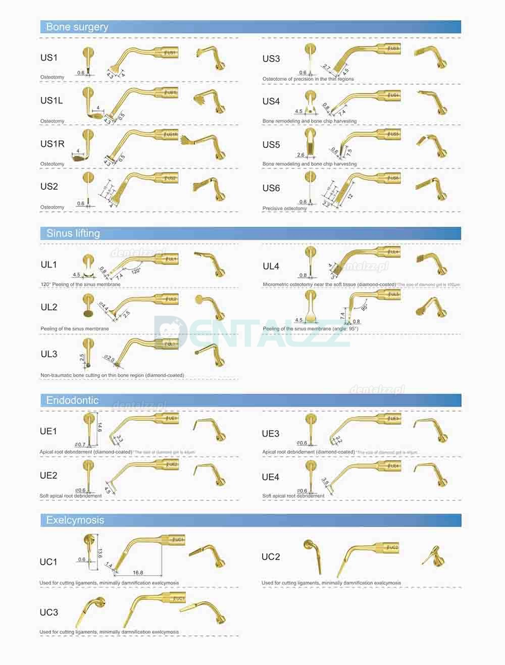 10 Sztuk Woodpecker Końcówka do skalera Periodontologia P1 P2L P2R P2LD P2RD P3 P3D P4 P4D Kompatybilny z EMS