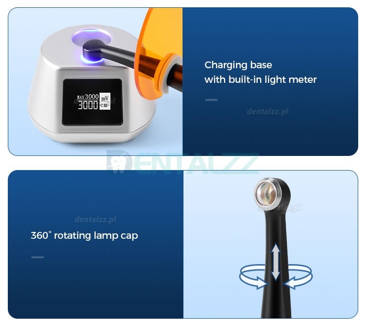 3H X-lite Q6 Lampy polimeryzacyjne bezprzewodowe LED 1 sekundę z miernik światła korpus metalowy