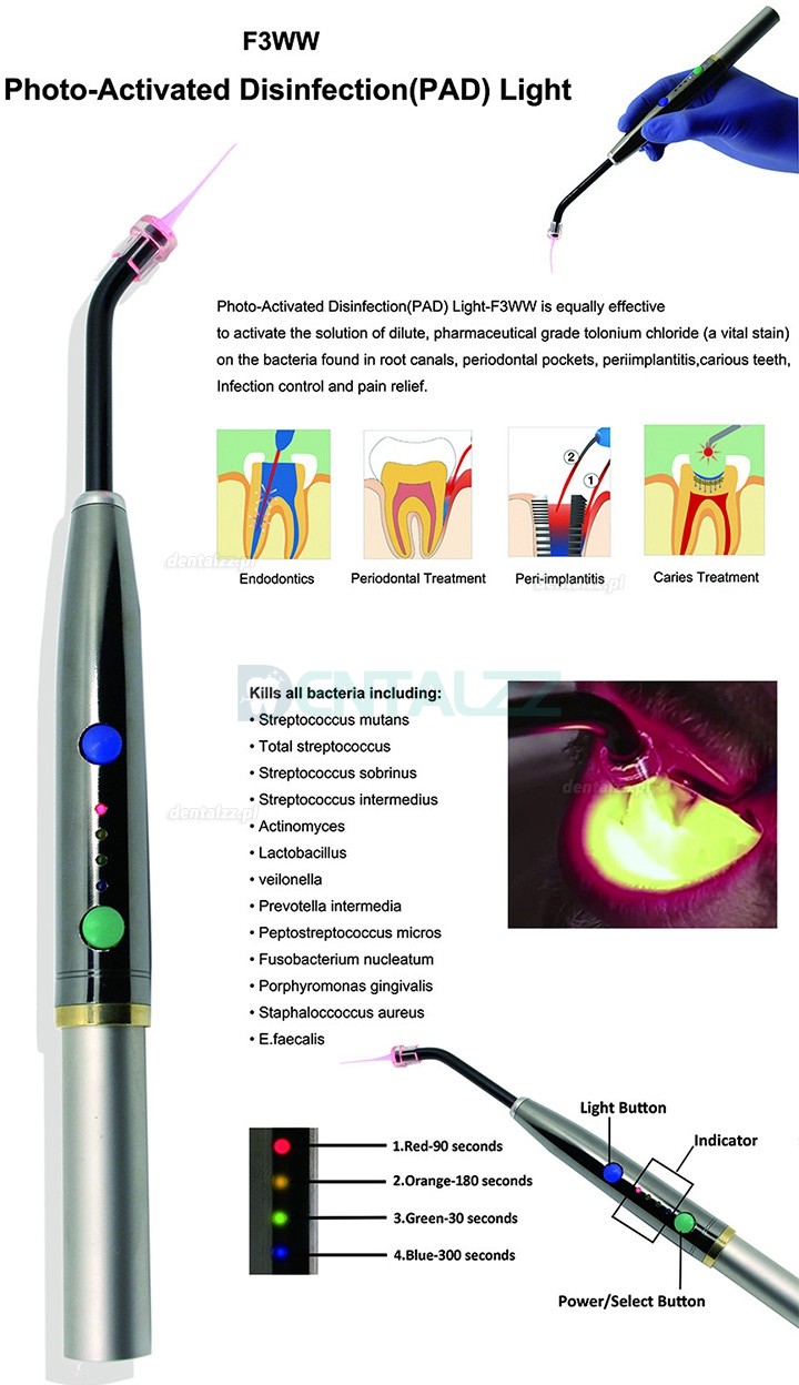 Laser dentystyczny do tkanek miękkich 650 nm Laser diodowy Pióro do cięcia laserowego Dezynfekcja aktywowana światłem