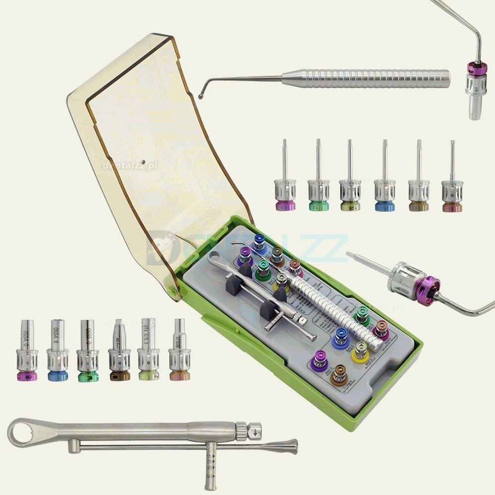 Uniwersalny zestaw protetyczny do implantów dentystycznych z kluczem dynamometrycznym i śrubokrętem