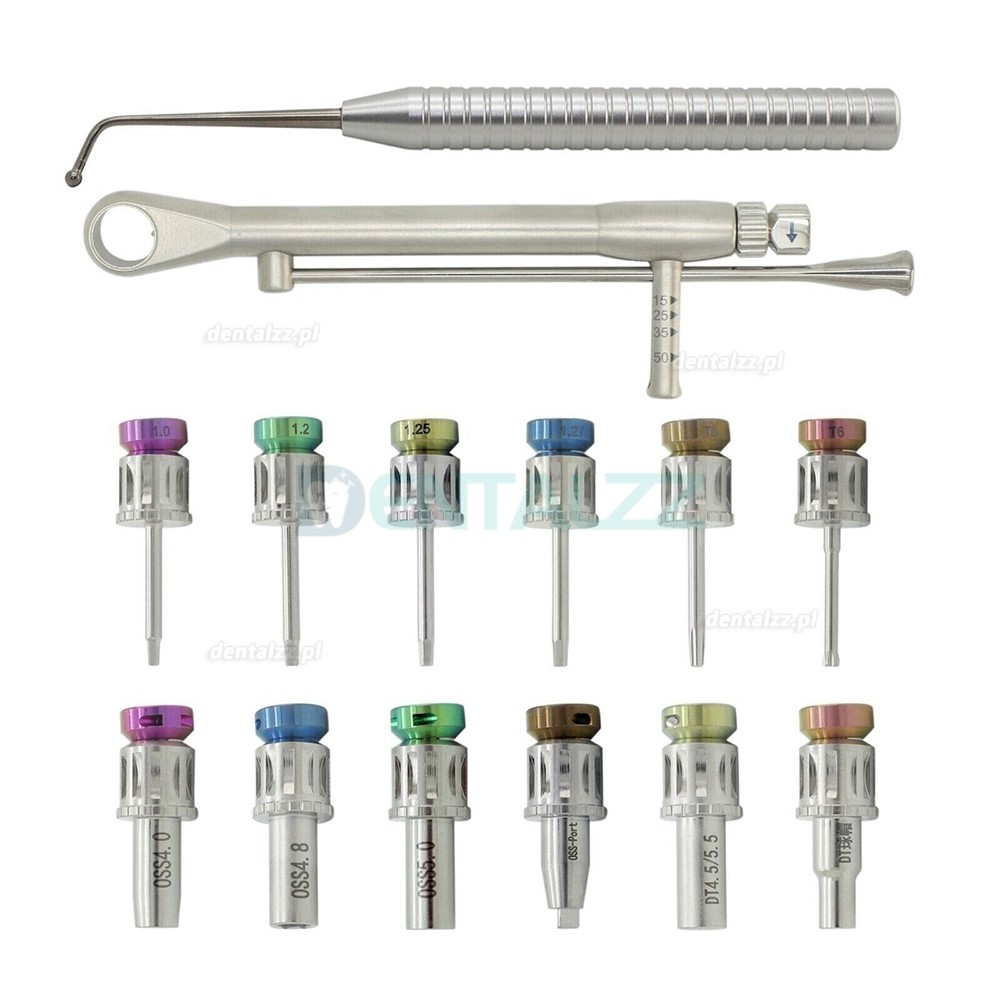 Uniwersalny zestaw protetyczny do implantów dentystycznych z kluczem dynamometrycznym i śrubokrętem