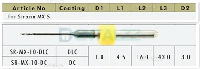 1 Szt. Dental Cad Cam wiertła frezarskie z tlenku cyrkonu pasują Sirona MX5 0.5mm/1mm/2.5mm